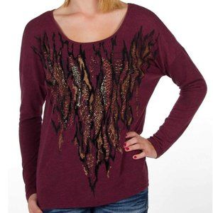 Miss Me | Burgundy Mixed Hardware Knit Top S